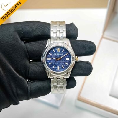 Versace Greca Steel Blue Dial Swiss Watch