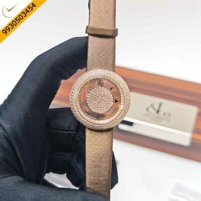 Jacob & Co. Brilliant Mystery Rose Gold Diamonds Dial Leather Strap Swiss ETA Quartz Watch
