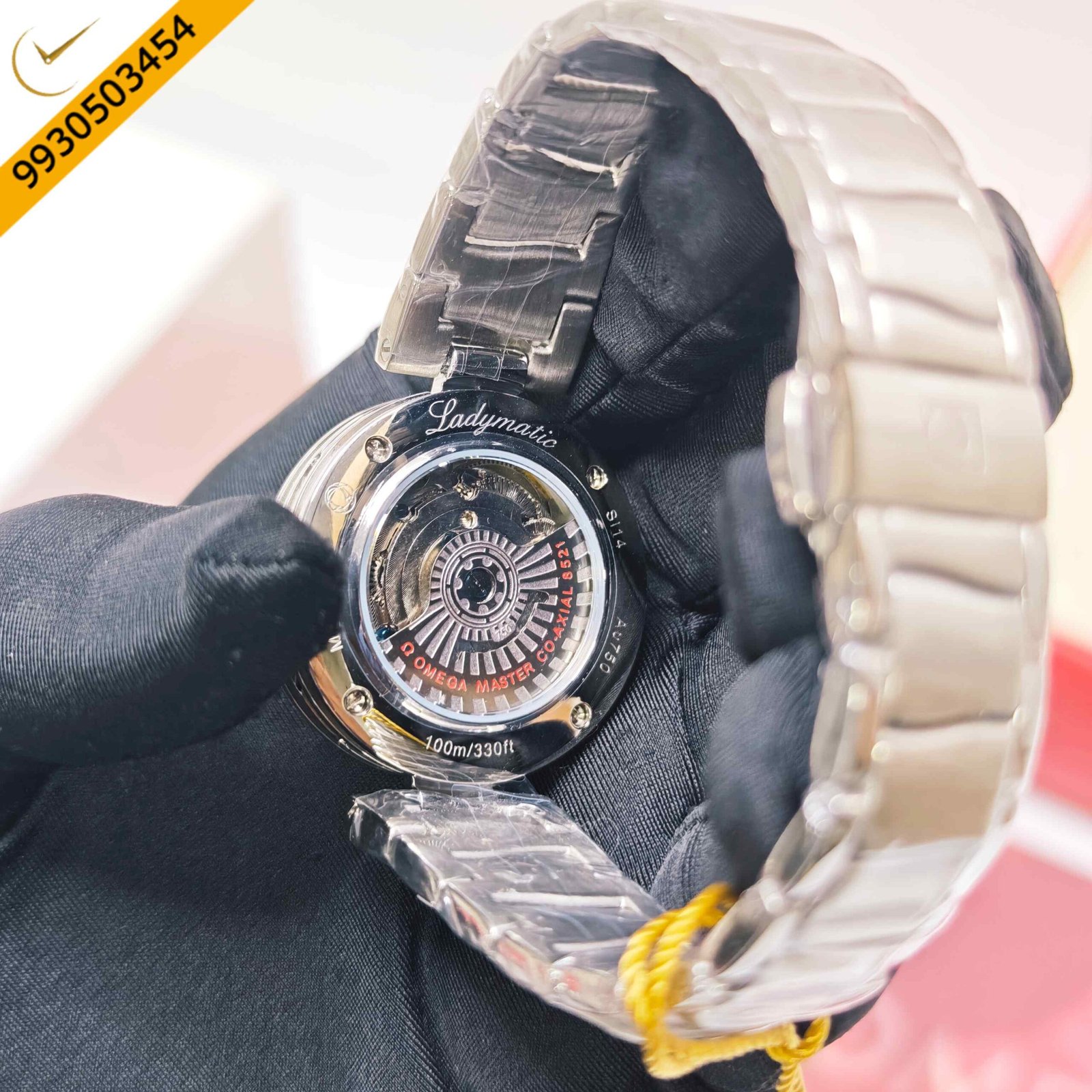 Omega De Ville Ladymatic Tourbillon Steel White Dial Diamond Marker Swiss Semi ETA Automatic Watch - Image 4