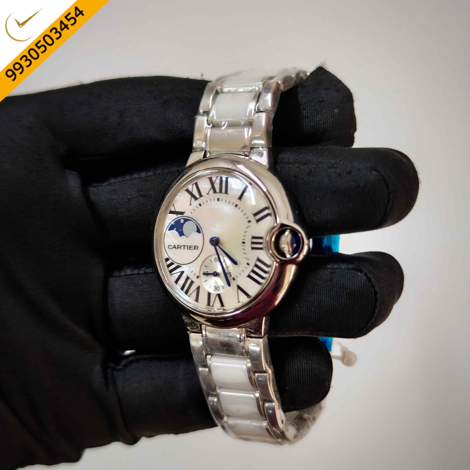 Cartier Ballon Bleu De Mother-of-pearl dial white ceramic and Steel Strap Swiss Semi ETA Automatic Watch - Image 2