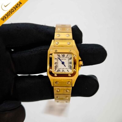 Cartier Santos Jewel Gold White Dial Swiss Quartz Watch