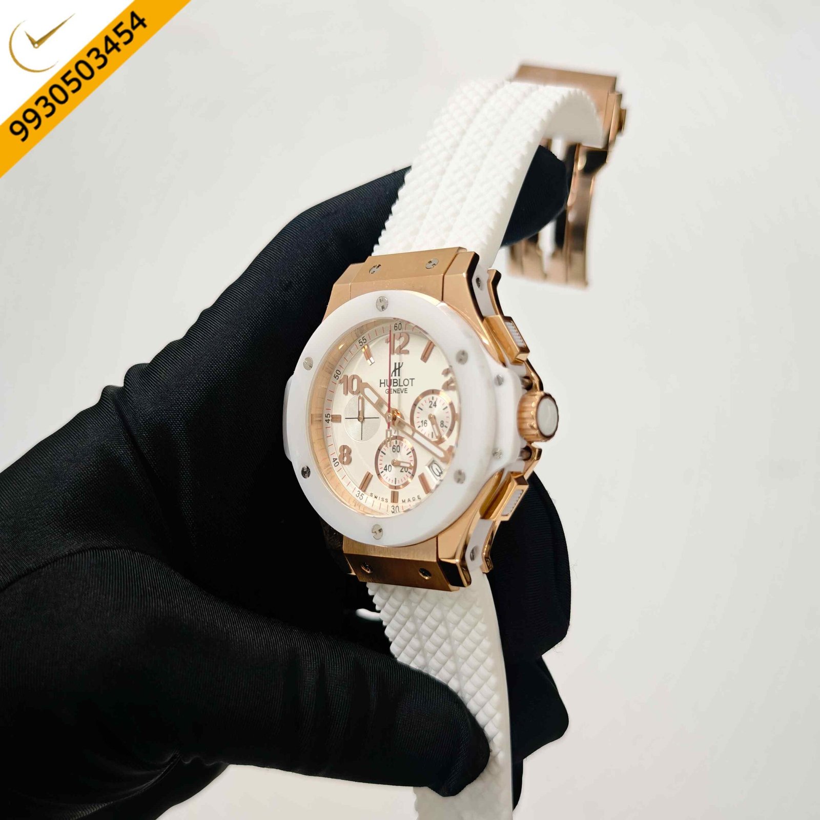 Hublot Big Bang Portocervo Rose Gold Full White Swiss Automatic Watch - Image 2