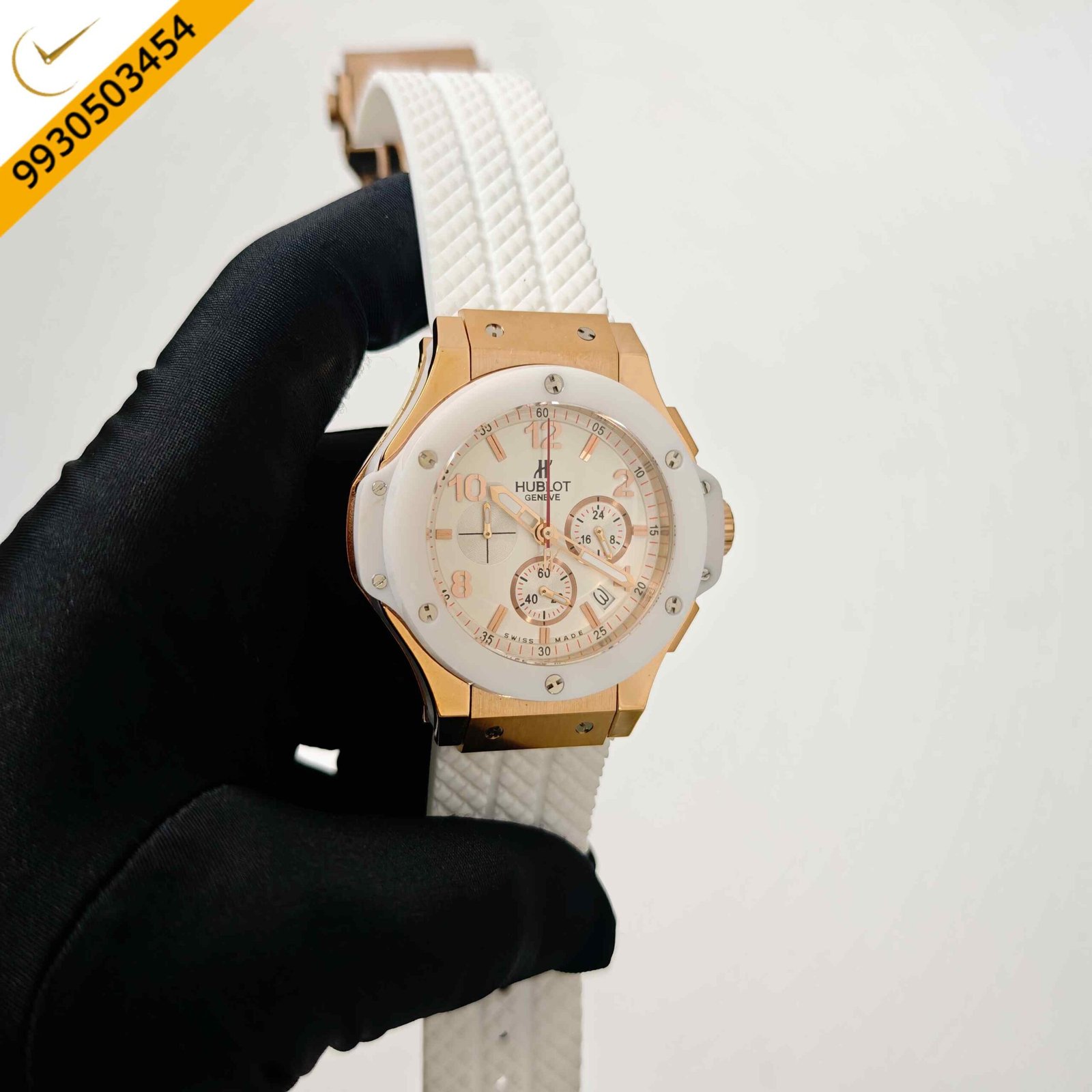 Hublot Big Bang Portocervo Rose Gold Full White Swiss Automatic Watch - Image 3