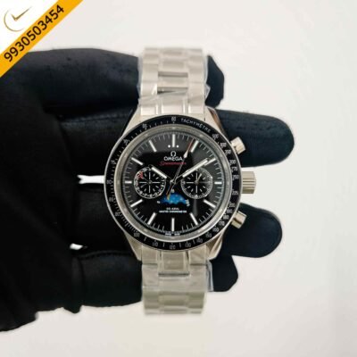 Omega Speedmaster Moonphase Steel Black Dial  Steel Strap Swiss Automatic Watch