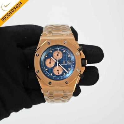 Audemars Piguet Royal Oak Offshore Chronograph Rose Gold Blue Dial Swiss Quartz Watch