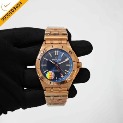 Breitling Chronomat GMT Rose Gold Blue Dial Swiss Automatic Watch