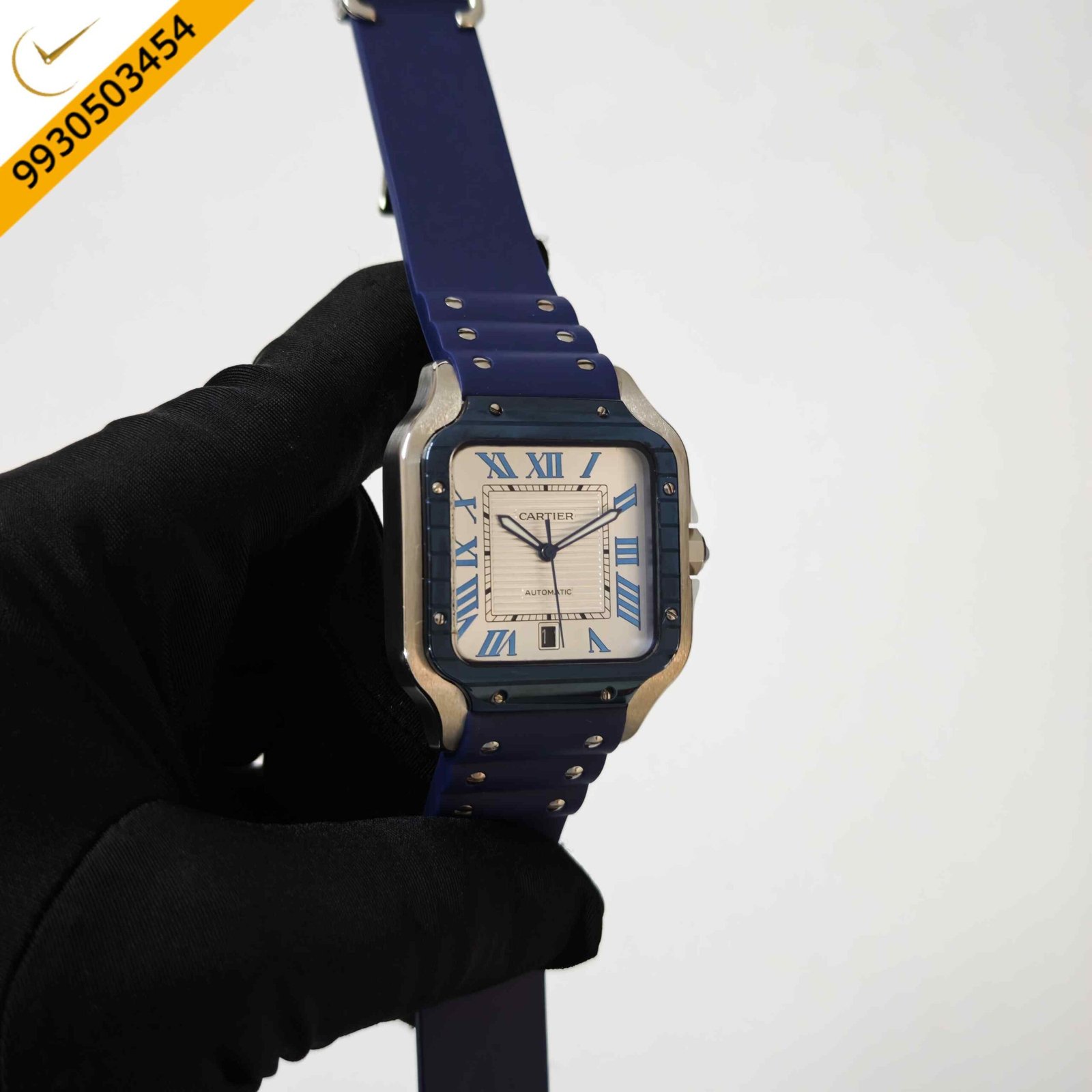 Cartier Santos de Steel White Dial Rubber Strap Swiss Automatic Watch - Image 3