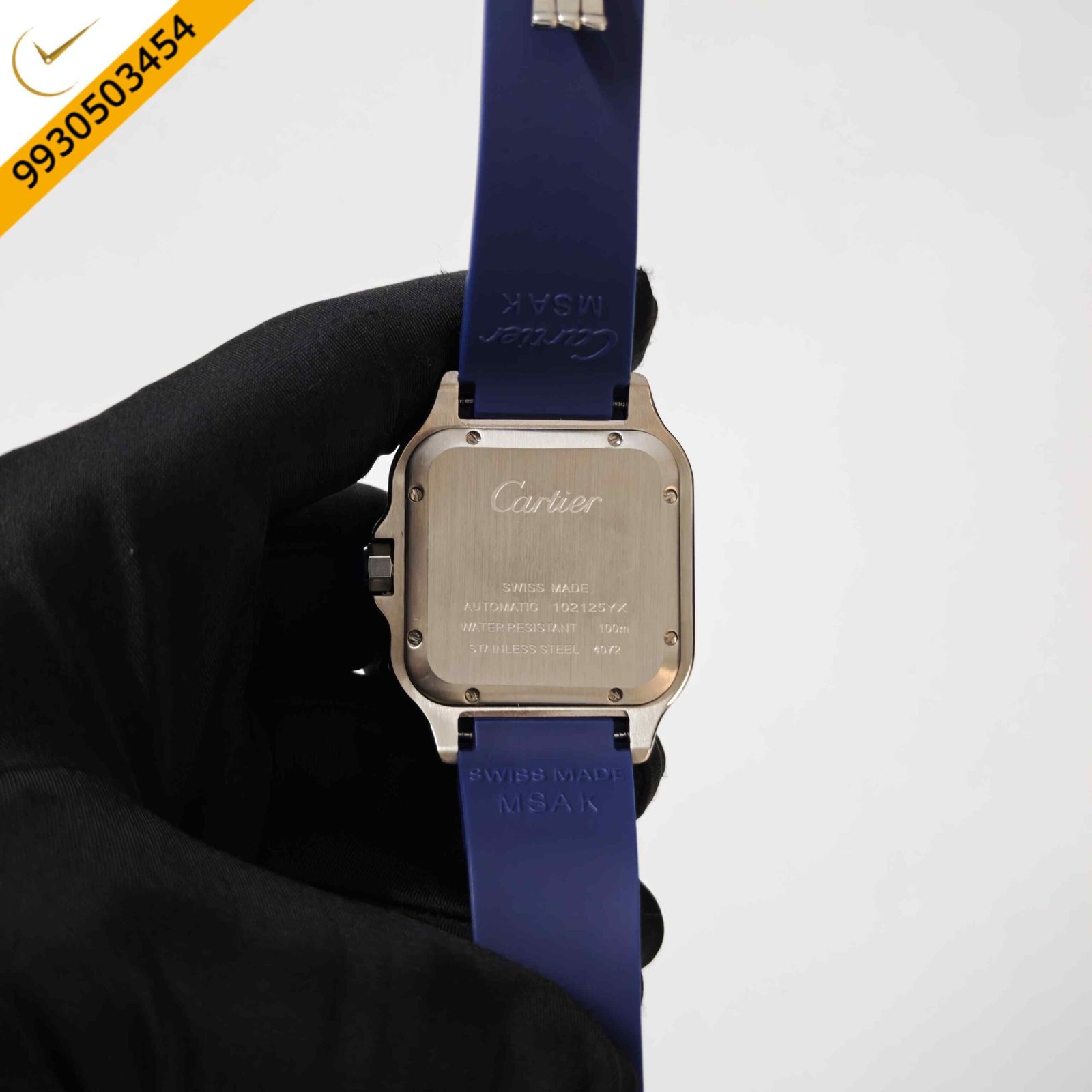 Cartier Santos de Steel White Dial Rubber Strap Swiss Automatic Watch - Image 4