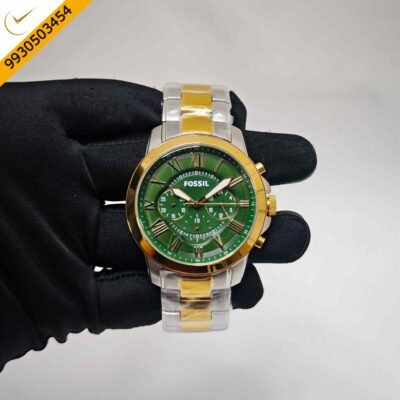 Fossil Grant Chronograph Dual Tone Steel Green Dial Swiss Quartz Watch