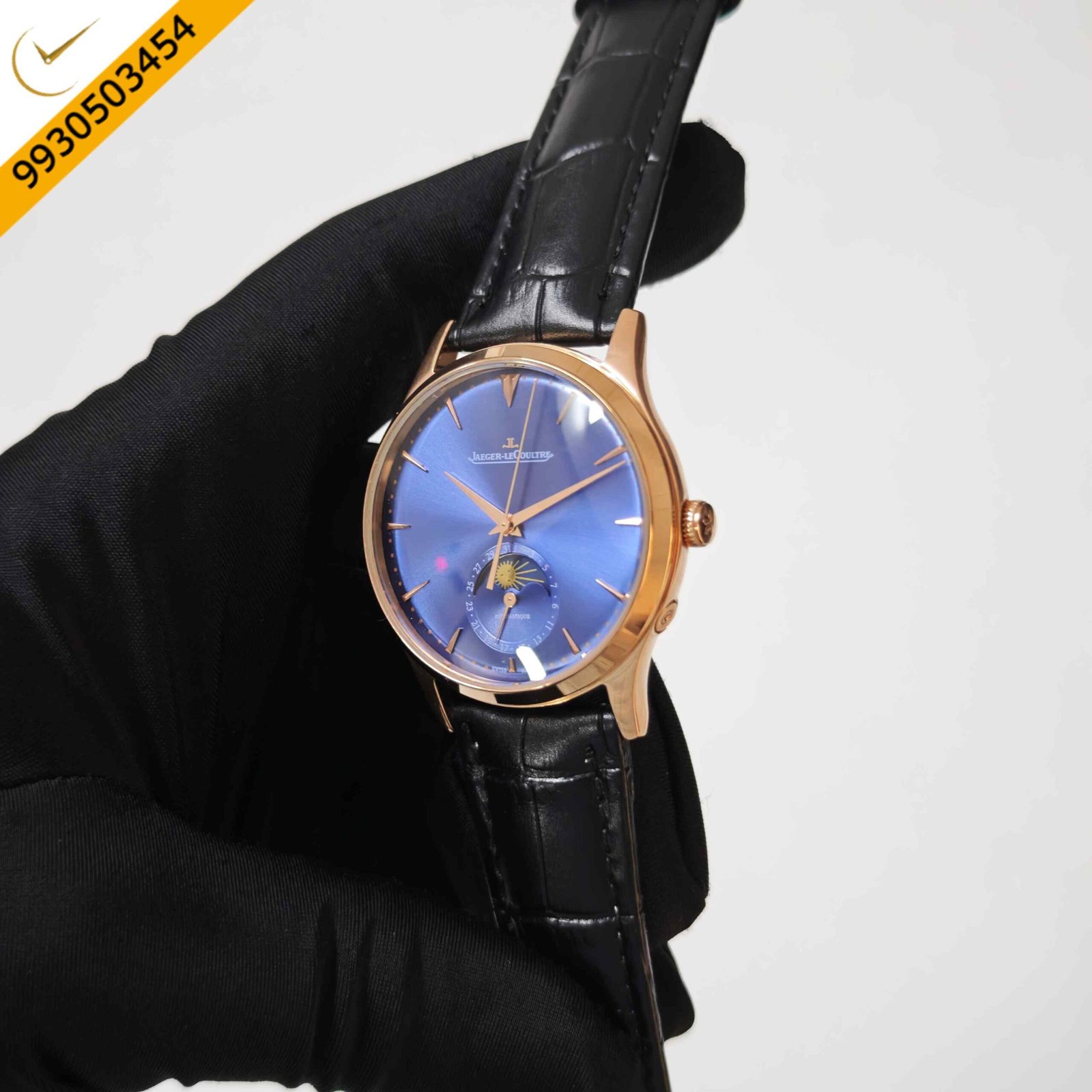 Jaeger-LeCoultre Master Control Moon Phase Rose Gold Blue Dial Swiss Automatic Watch - Image 2