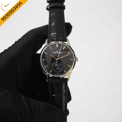 Jaeger-LeCoultre Master Control Moon Phase Steel Full Black Dial Swiss Automatic Watch