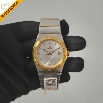 Omega Constellation Co-Axial Dual Tone Silver Dial Diamond Marker Swiss Automatic Watch