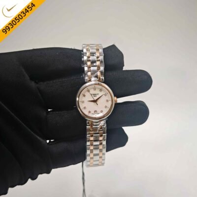 Tissot Bellissima Diamond Hour Rose Gold Dual Tone White Dail Swiss Quartz Watch