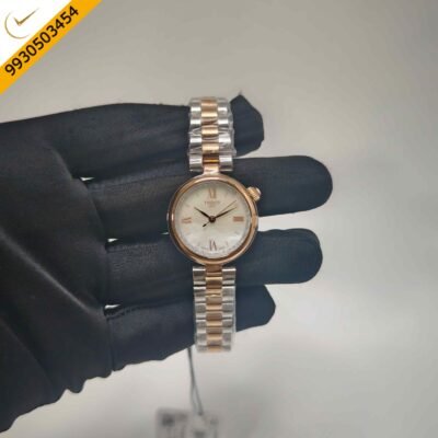 Tissot Desir Rose Gold Dual Tone White Mother-of-Pearl Dial Roman marker Swiss Quartz Watch