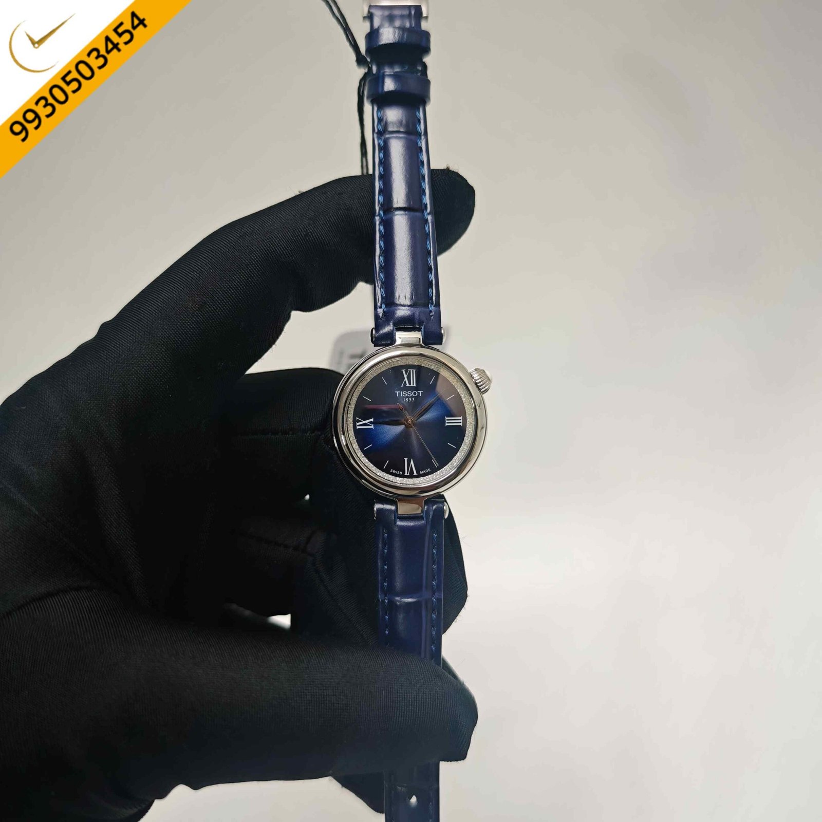 Tissot Desir Steel Balck Dial With Blue Leather Strap Swiss Quartz Watch