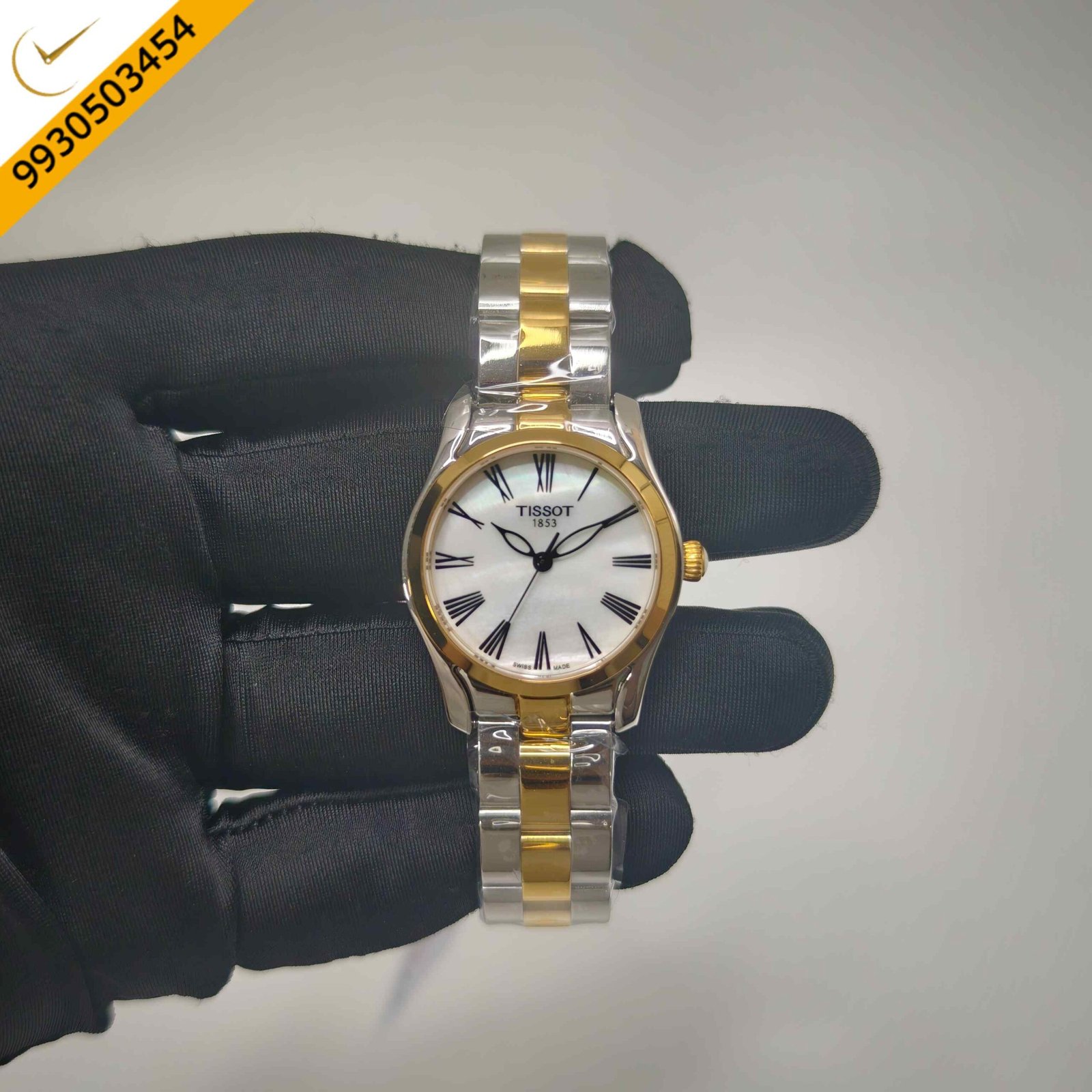 Tissot T Wave White Mother of Pearl Dial Dual Tone Swiss Quartz Watch