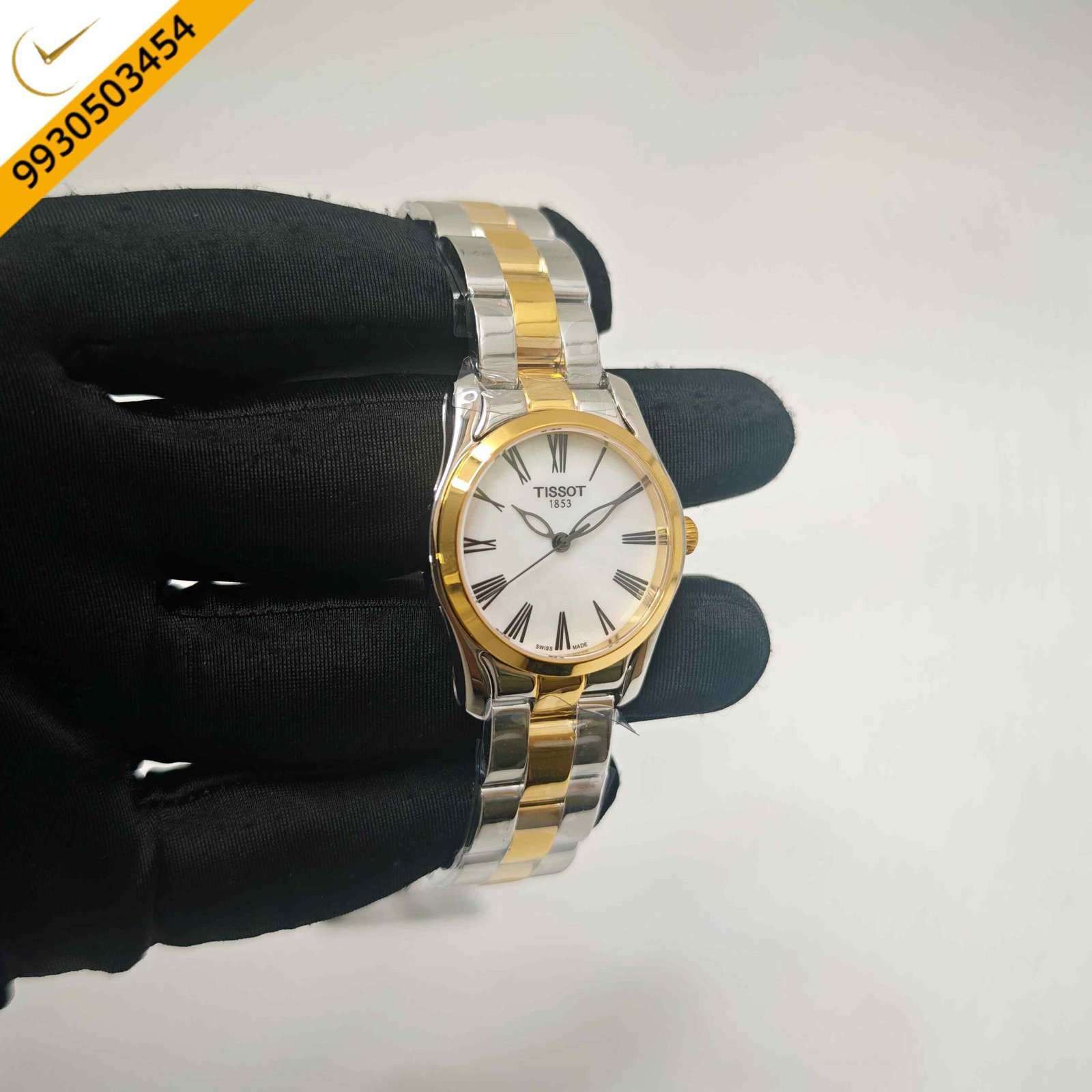 Tissot T Wave White Mother of Pearl Dial Dual Tone Swiss Quartz Watch - Image 3