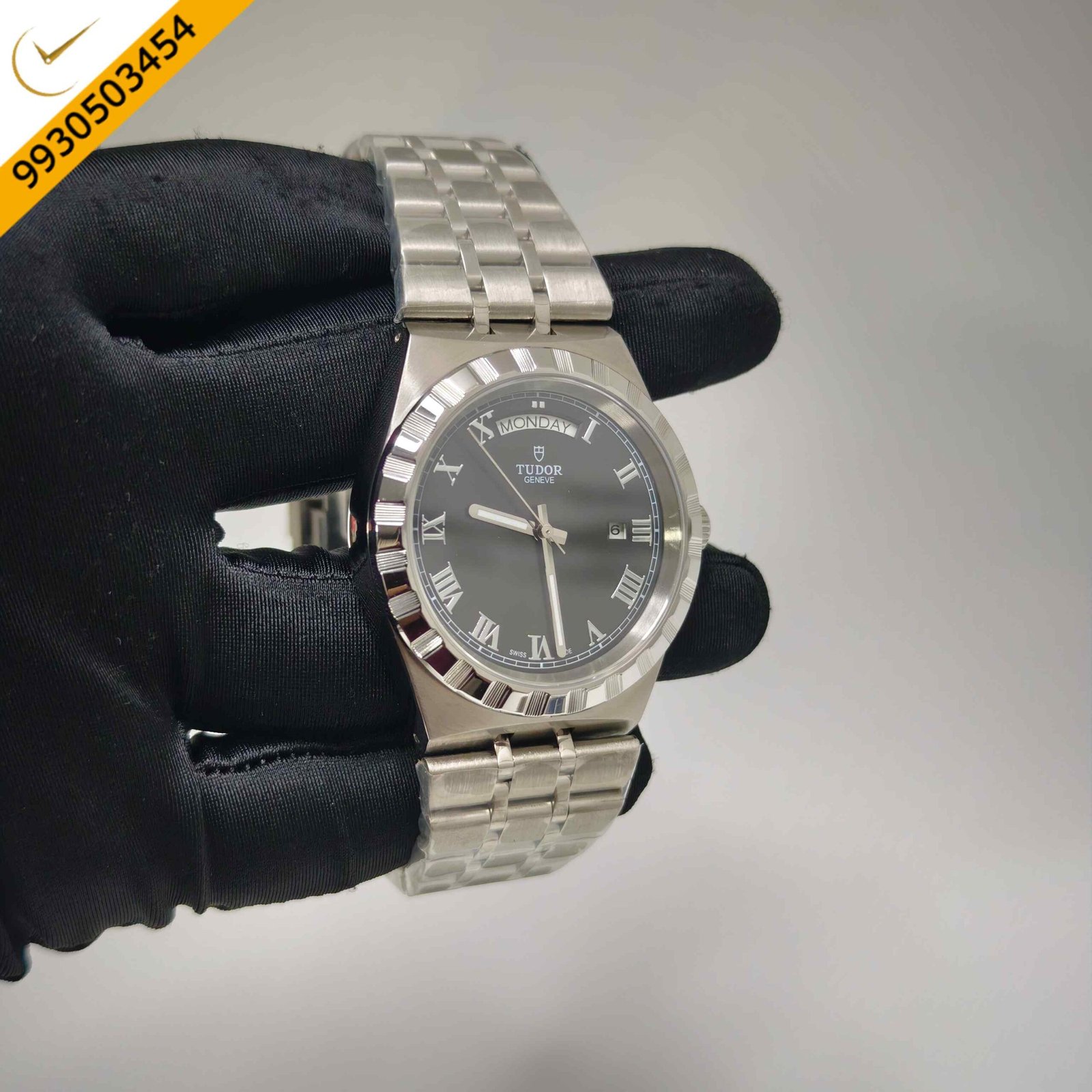 Tudor Royal Day-Date Steel Black Dial Swiss Automatic Watch - Image 3