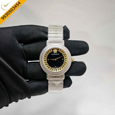 Versace Greca Chic Steel Black Dial Swiss Quartz Watch