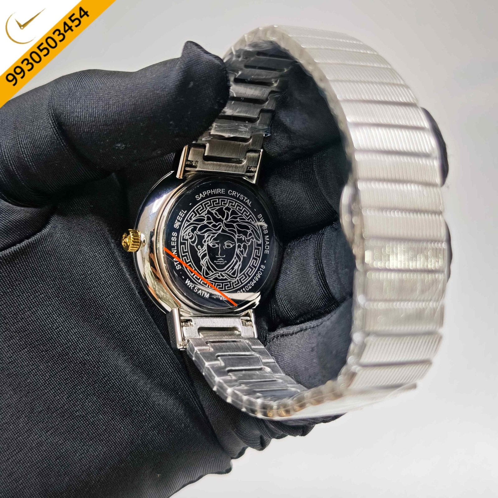 Versace Greca Chic Steel Black Dial Swiss Quartz Watch - Image 2