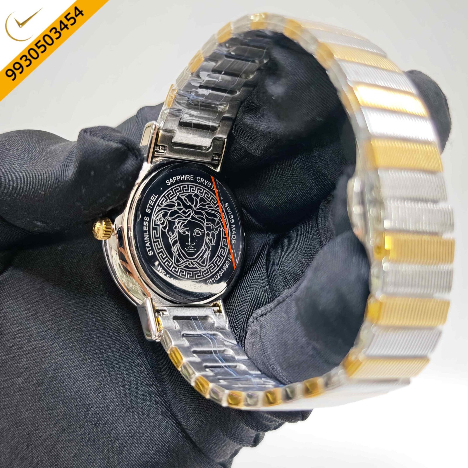 Versace Greca Chic Steel Gold Dial Dual Tone Swiss Quartz Watch - Image 2