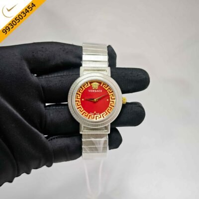 Versace Greca Chic Steel Red Dial Swiss Quartz Watch