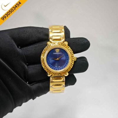 Versace Greca Twist Gold Blue Dail Swiss Quartz Watch