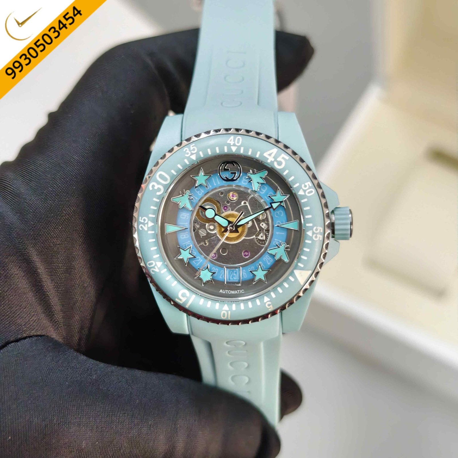 Gucci DIVE YA136344 Steel Transparent Dial Aquamarine Edition Swiss Automatic Watch - Image 2