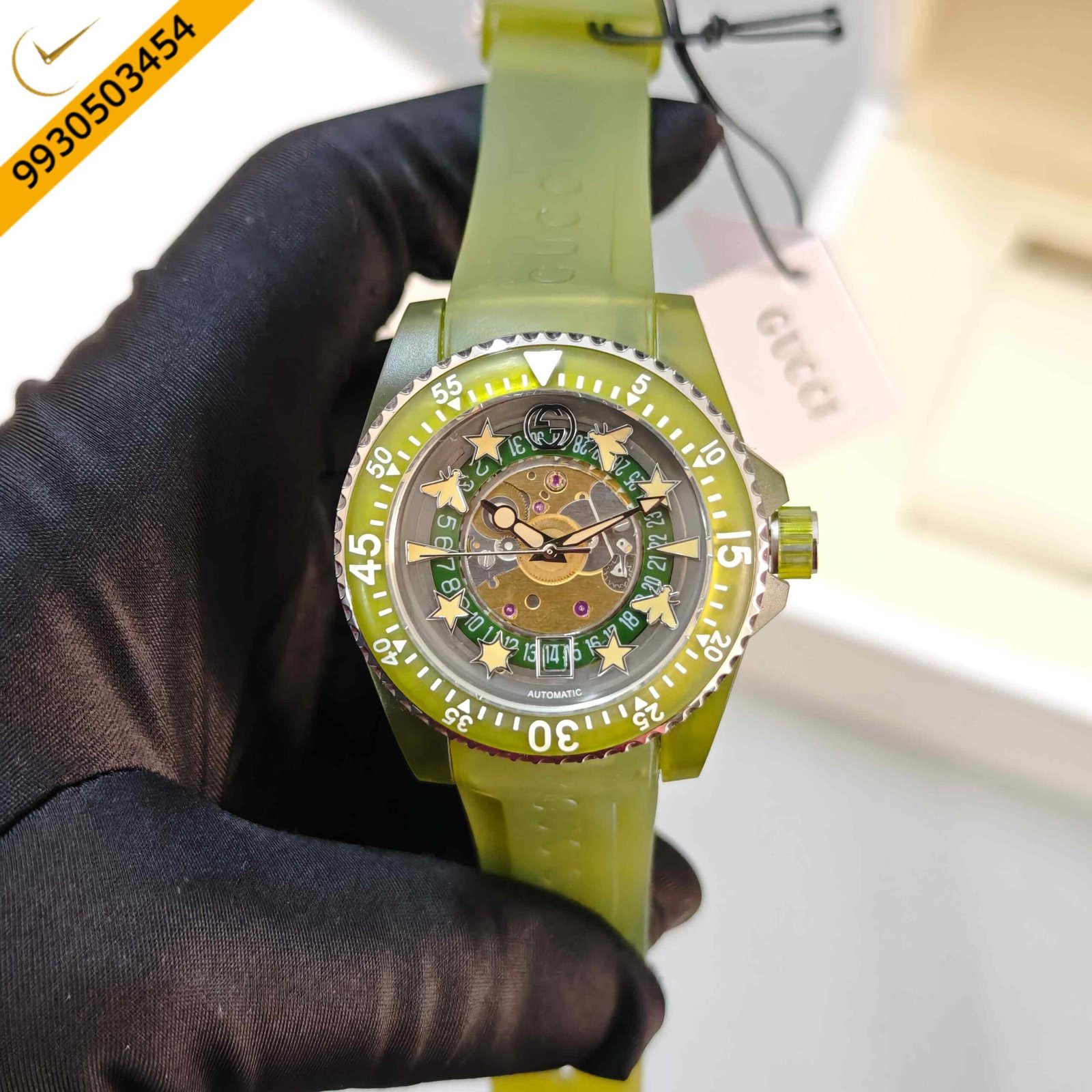 Gucci DIVE YA136344 Steel Transparent Dial Green Edition Swiss Automatic Watch - Image 2
