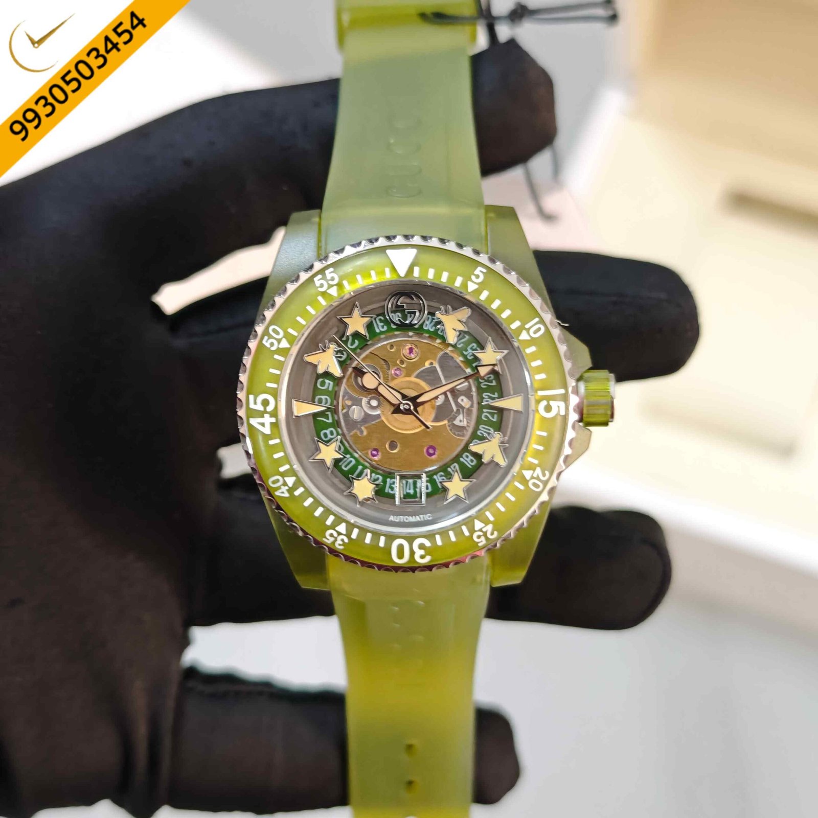 Gucci Green Edition Transparent Dial Luxury Watch