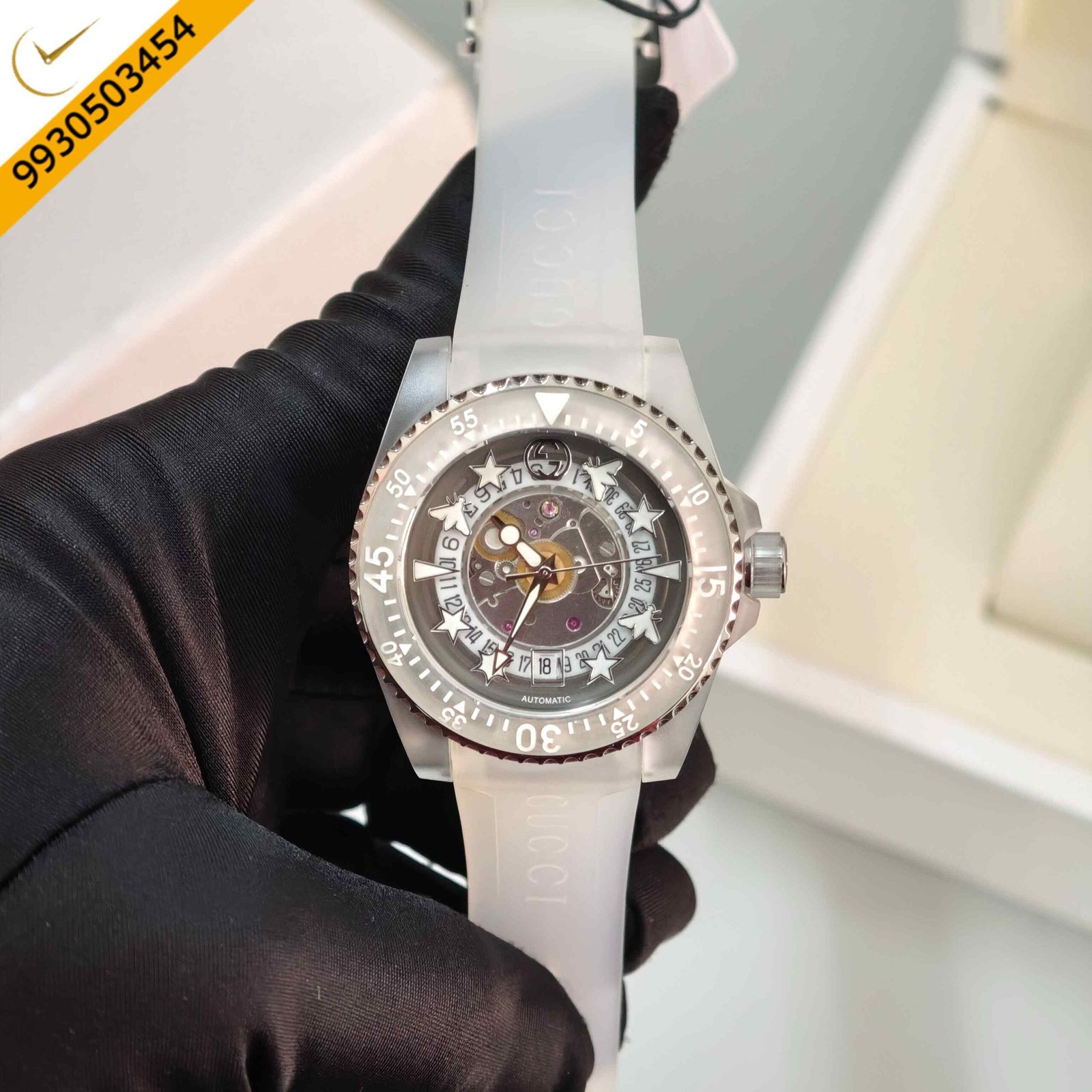 Gucci DIVE YA136344 Steel Transparent Dial White Edition Swiss Automatic Watch - Image 2