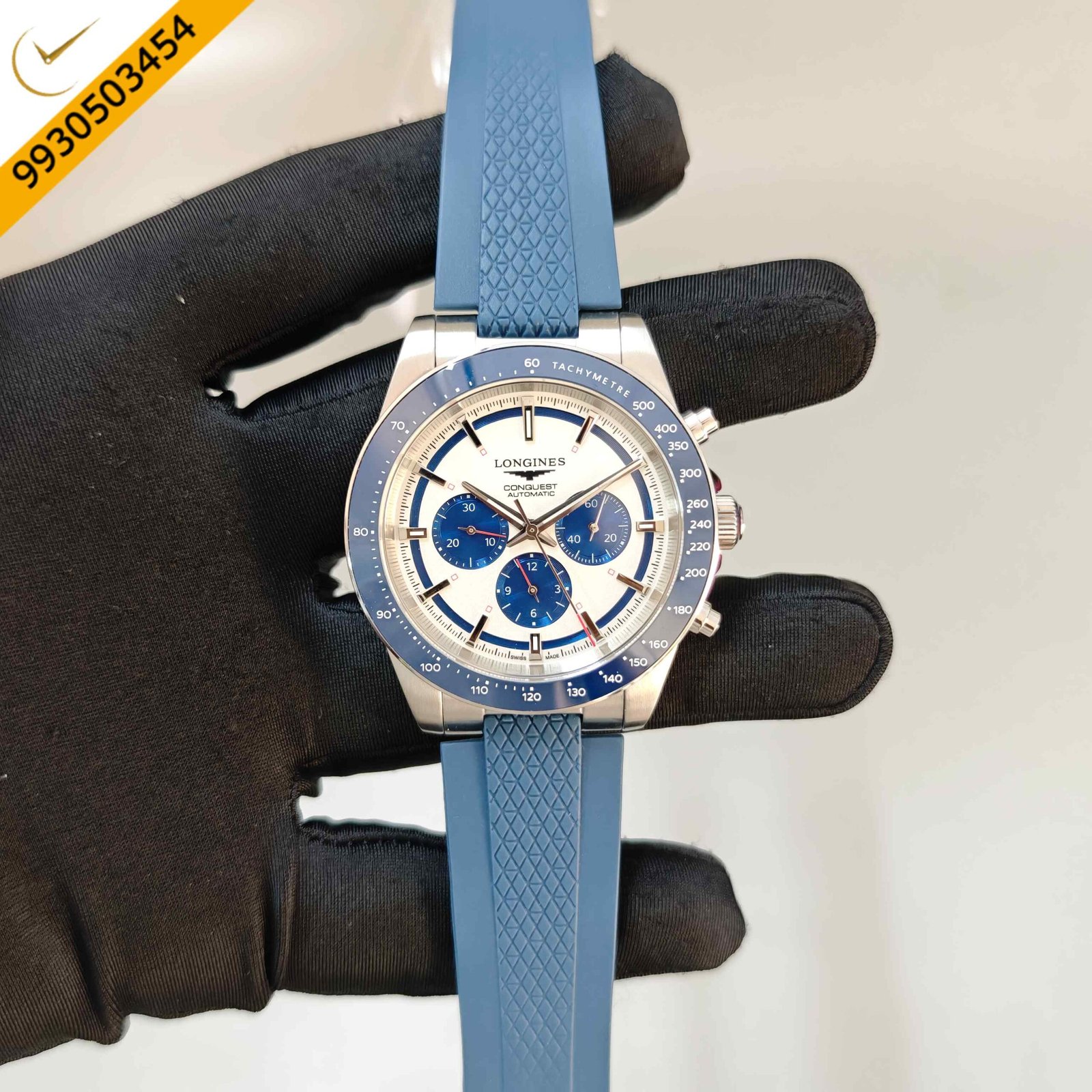 Exclusive Longines Conquest Blue Rubber Strap Watch