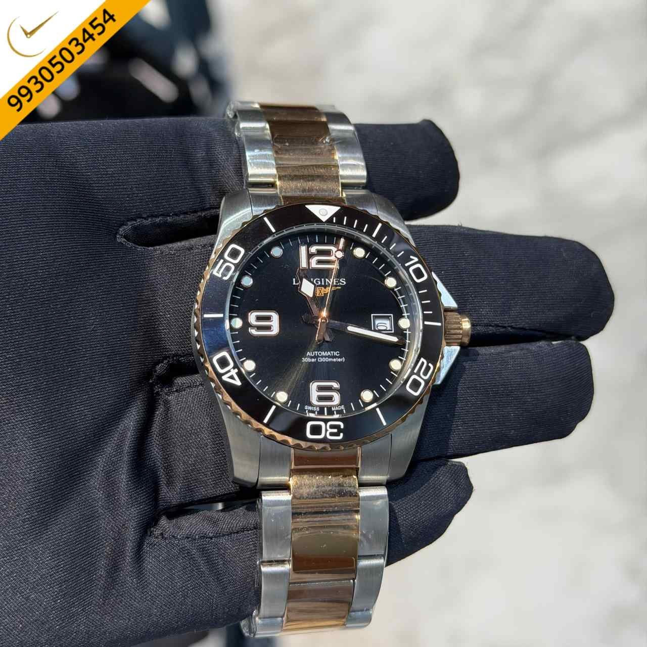 Authentic Longines HydroConquest Two Tone Black Dial Watch