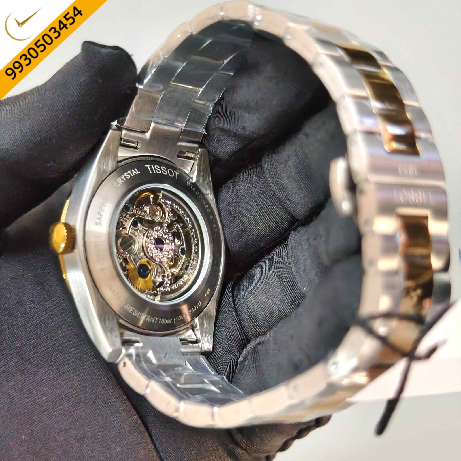 Tissot Gentleman Powermatic 80 Open Heart Golden Dual Tone Blue Dial Swiss Automatic Watch - Image 2