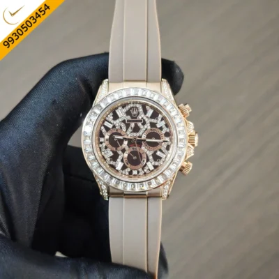 Rolex Cosmograph Daytona Eye of the Tiger Full Rose Gold Diamond Dial Swiss Automatic Watch
