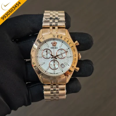 Versace Chrono Master Full Rose Gold White Dial Swiss Quartz Watch