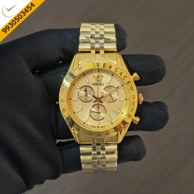 Versace Chrono Master Full Yellow Gold Gold Dial Swiss Quartz Watch