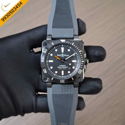 Bell & Ross BR 03-92 Diver Steel Black Coated Full Black Rubber Strap Swiss Automatic watch