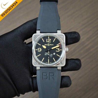 Bell & Ross BR 03-92 S Steel Full Black Yellow Marker Rubber Strap Swiss Quartz watch