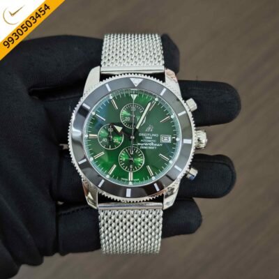 Breitling Superocean Heritage Chronograph Steel Green Dial mesh bracelet Swiss Watch