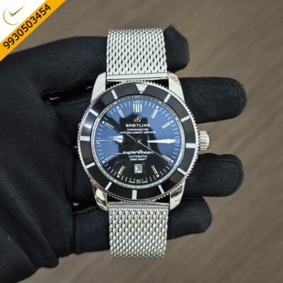 Breitling Superocean Heritage Steel Black Dial mesh bracelet Swiss Automatic Watch