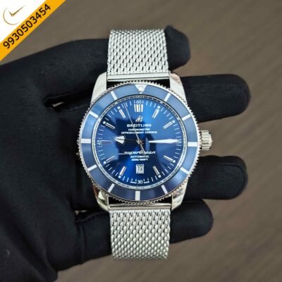 Breitling Superocean Heritage Steel Blue Dial mesh bracelet Swiss Automatic Watch
