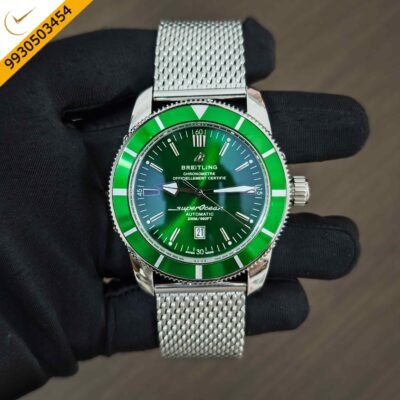 Breitling Superocean Heritage Steel Green Dial mesh bracelet Swiss Automatic Watch