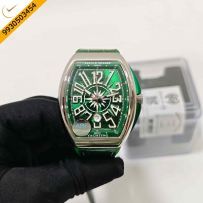 Franck Muller Vanguard V45 SC DT YACHT Steel Green Dial Leather Strap Swiss ETA Automatic Watch