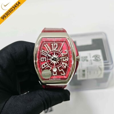 Franck Muller Vanguard V41 SC DT YACHT Steel Red Dial Leather Strap Swiss ETA Automatic Watch