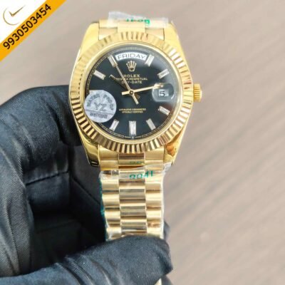 Rolex Oyster Perpetual Day-Date Gold Black Dial Swiss Automatic Watch