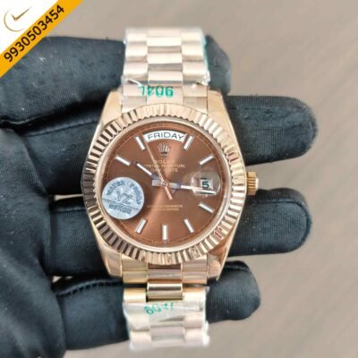 Rolex Oyster Perpetual Day-Date Rose Gold Brown Dial Swiss Automatic Watch