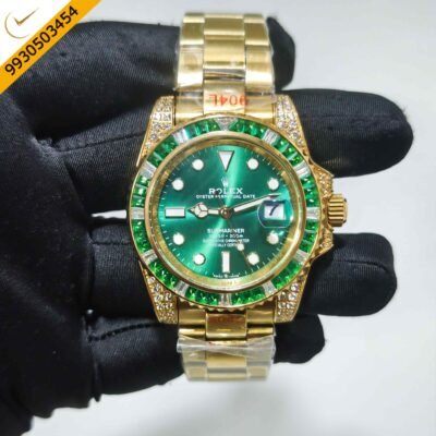 Rolex Submariner Golden Diamond Bazel Full Green Dial Swiss Automatic Watch