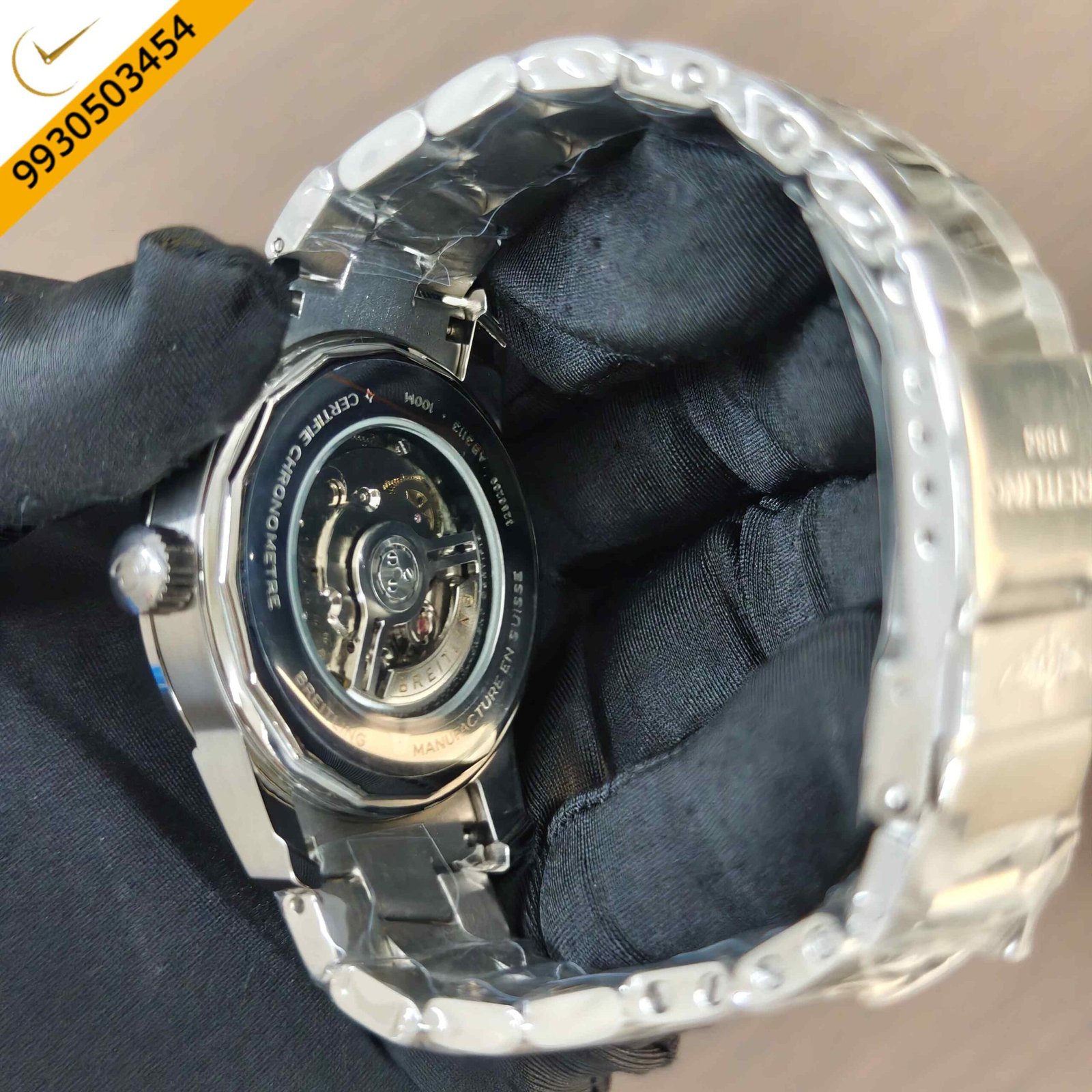 Breitling Chronometer Top Time Steel Green Dial Black Border Swiss Automatic Watch - Image 3