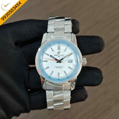 Breitling Chronometer Top Time Steel White Dial Sky Blue Border Swiss Automatic Watch